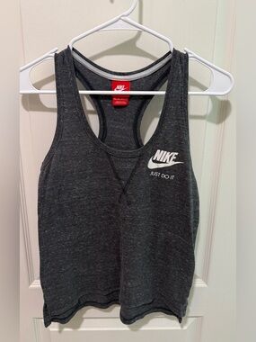 Nike Dark Gray Racerback Tank with White Logo Tag